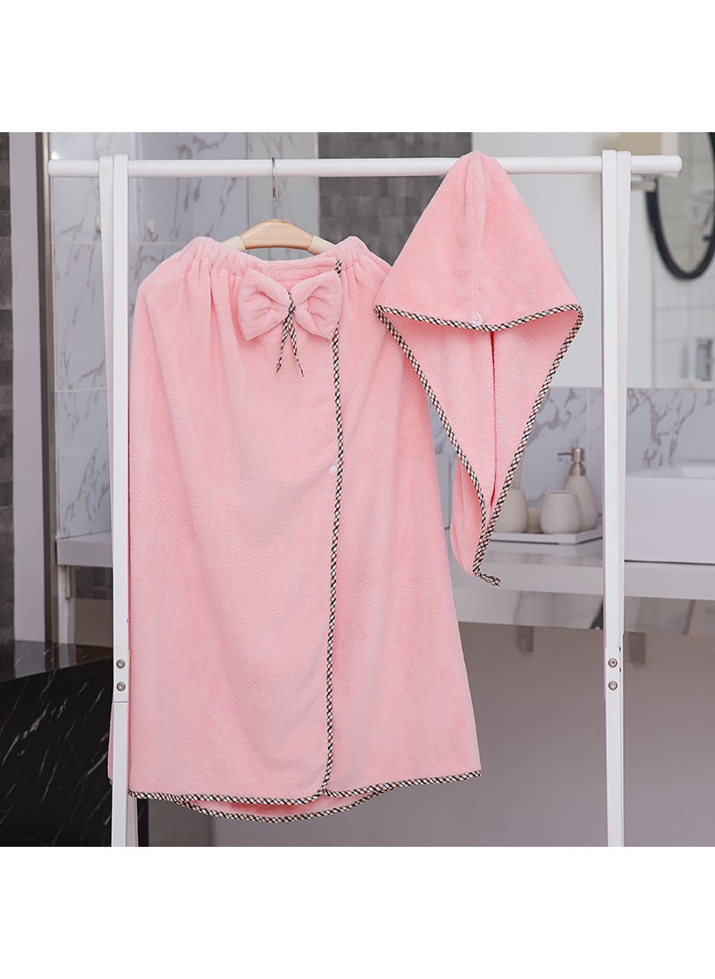 Coral fleece bath skirt strapless coral fleece shower cap soft factory sales absorbent suit is not easy to shed hair Pink