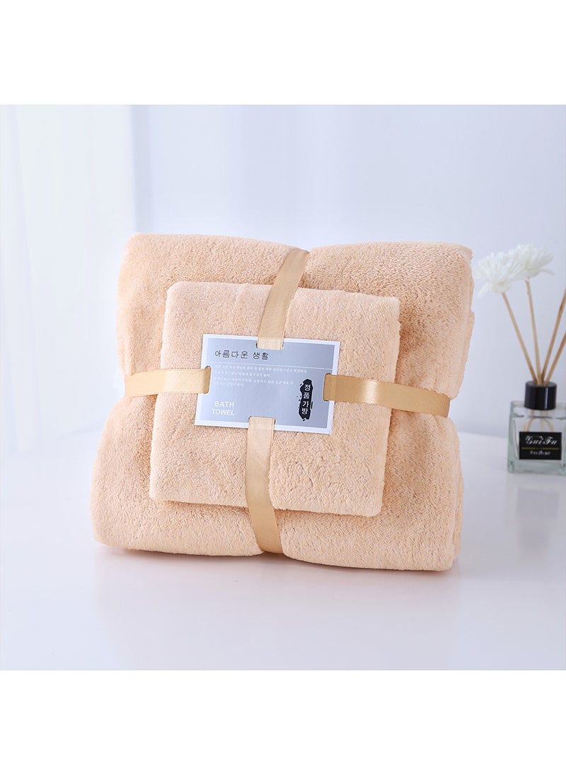 Coral Fleece Towel Set Soft Absorbent CAMEL