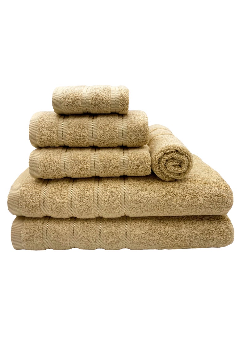 Luxury Bath Towel Set100% Cotton High Water Absorption Thickened Soft and Durable Hotel Bathroom Towels Sports Beach Spa Daily Household Size 2 (70 * 140cm) 2 (35 * 75cm) 2 (34 * 34cm) (Khaki)