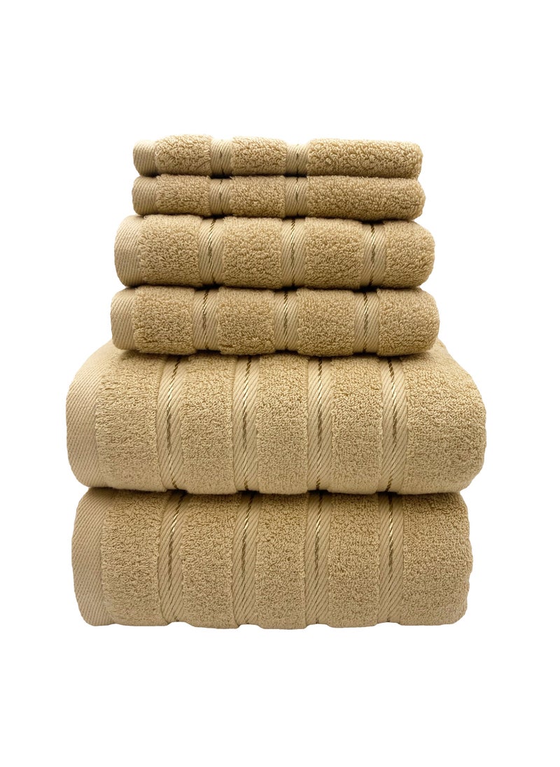 Luxury Bath Towel Set100% Cotton High Water Absorption Thickened Soft and Durable Hotel Bathroom Towels Sports Beach Spa Daily Household Size 2 (70 * 140cm) 2 (35 * 75cm) 2 (34 * 34cm) (Khaki)