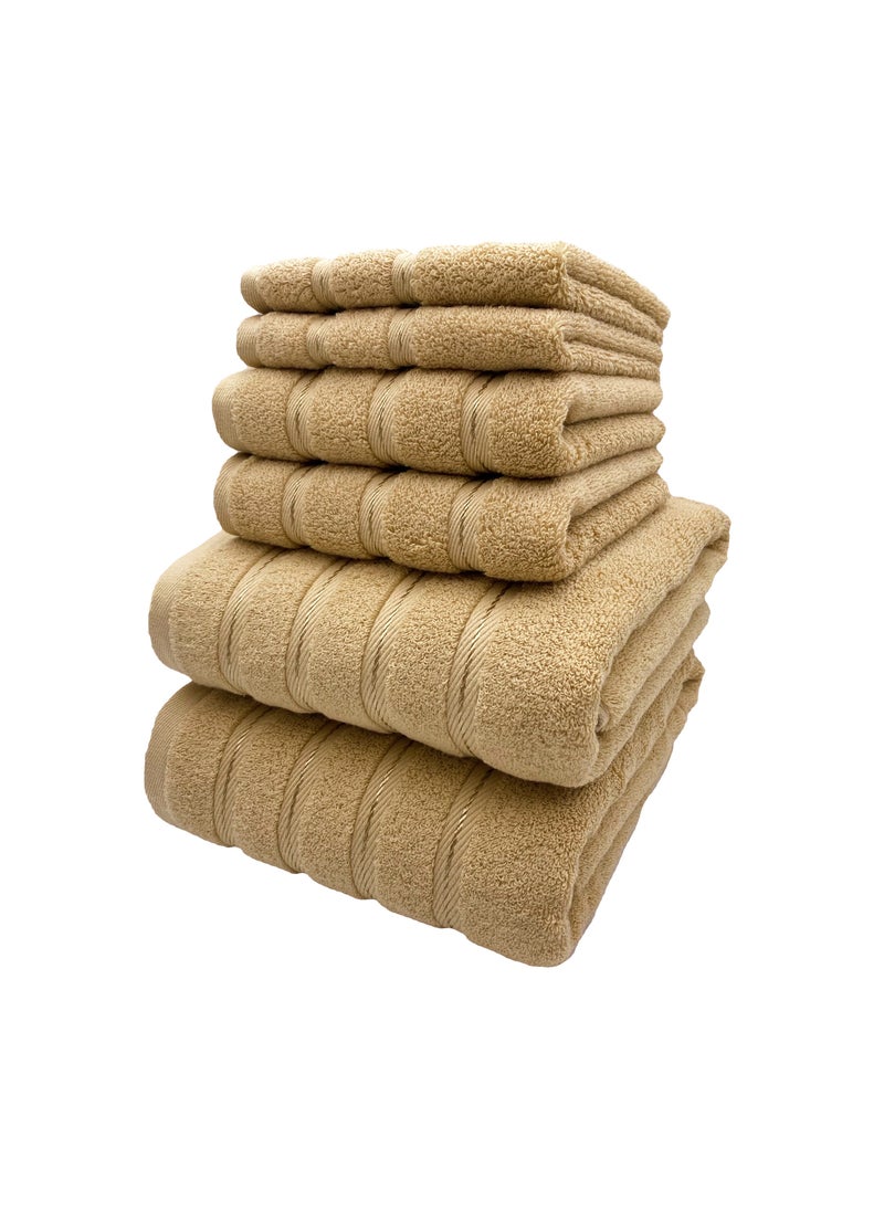 Luxury Bath Towel Set100% Cotton High Water Absorption Thickened Soft and Durable Hotel Bathroom Towels Sports Beach Spa Daily Household Size 2 (70 * 140cm) 2 (35 * 75cm) 2 (34 * 34cm) (Khaki)