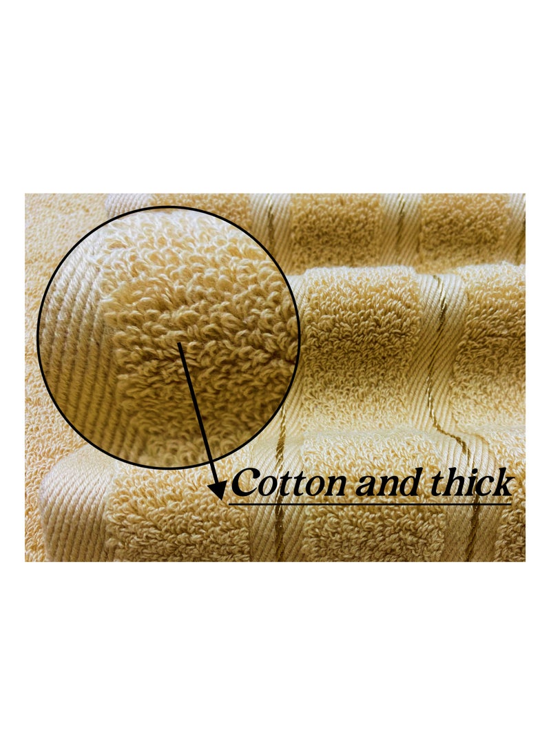 Luxury Bath Towel Set100% Cotton High Water Absorption Thickened Soft and Durable Hotel Bathroom Towels Sports Beach Spa Daily Household Size 2 (70 * 140cm) 2 (35 * 75cm) 2 (34 * 34cm) (Khaki)