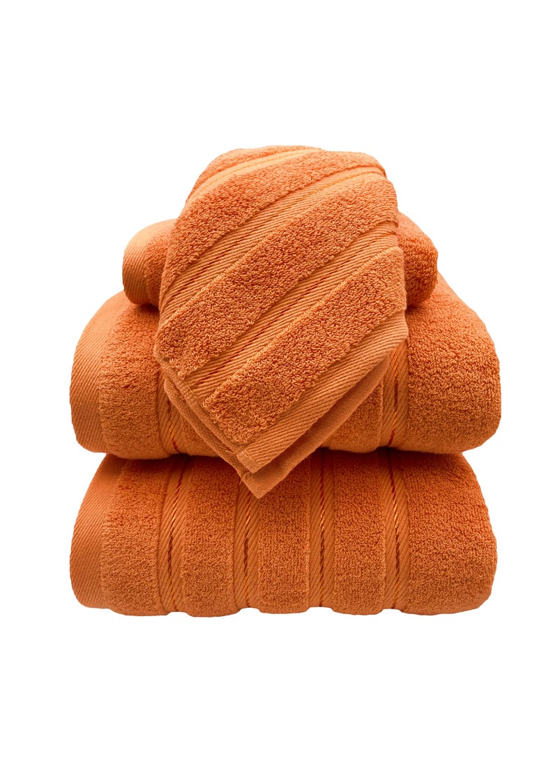 Luxury Bath Towel Set100% Cotton High Water Absorption Thickened Soft and Durable Hotel Bathroom Towels Sports Beach Spa Daily Household Size 2 (70 * 140cm) 2 (35 * 75cm) 2 (34 * 34cm) (Orange)