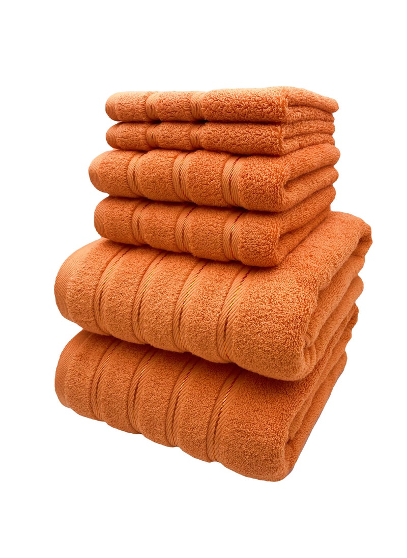 Luxury Bath Towel Set100% Cotton High Water Absorption Thickened Soft and Durable Hotel Bathroom Towels Sports Beach Spa Daily Household Size 2 (70 * 140cm) 2 (35 * 75cm) 2 (34 * 34cm) (Orange)