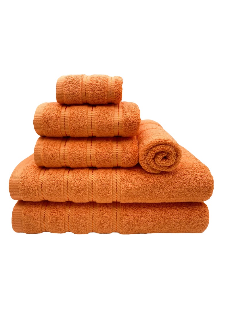 Luxury Bath Towel Set100% Cotton High Water Absorption Thickened Soft and Durable Hotel Bathroom Towels Sports Beach Spa Daily Household Size 2 (70 * 140cm) 2 (35 * 75cm) 2 (34 * 34cm) (Orange)