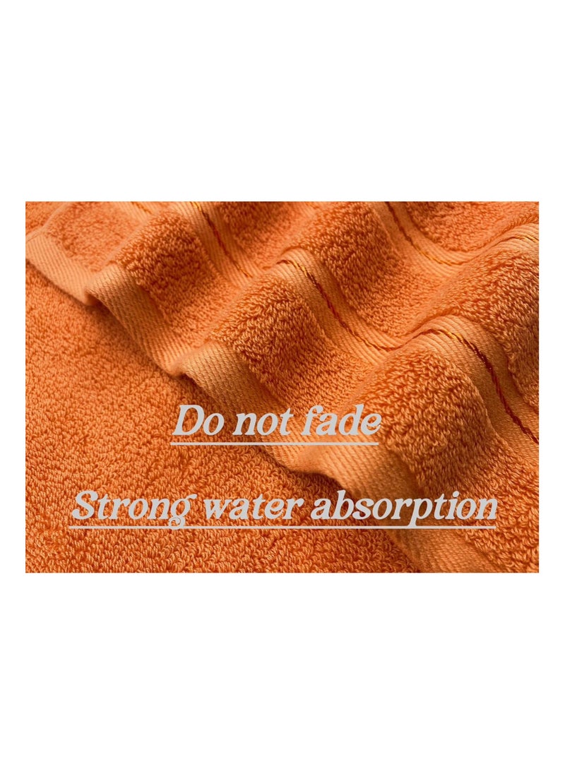 Luxury Bath Towel Set100% Cotton High Water Absorption Thickened Soft and Durable Hotel Bathroom Towels Sports Beach Spa Daily Household Size 2 (70 * 140cm) 2 (35 * 75cm) 2 (34 * 34cm) (Orange)