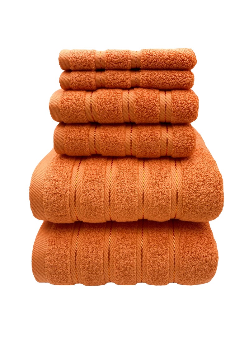 Luxury Bath Towel Set100% Cotton High Water Absorption Thickened Soft and Durable Hotel Bathroom Towels Sports Beach Spa Daily Household Size 2 (70 * 140cm) 2 (35 * 75cm) 2 (34 * 34cm) (Orange)