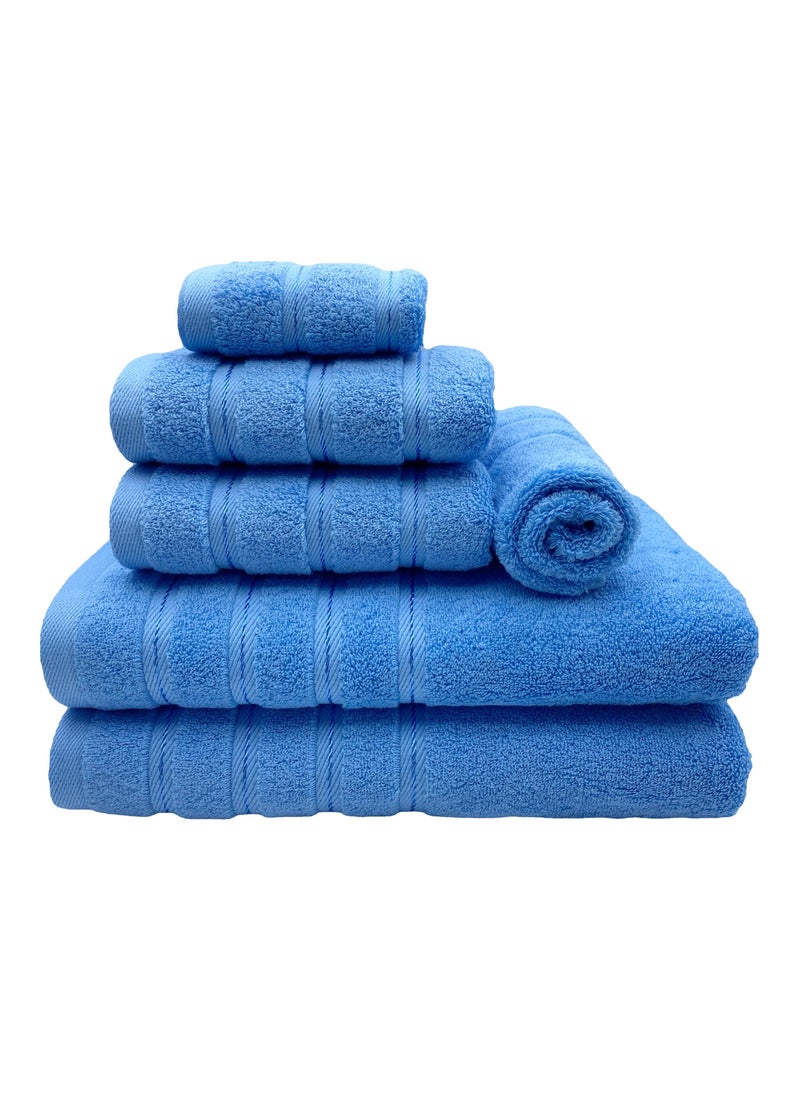 Luxury Bath Towel Set100% Cotton High Water Absorption Thickened Soft and Durable Hotel Bathroom Towels Sports Beach Spa Daily Household Size 2 (70 * 140cm) 2 (35 * 75cm) 2 (34 * 34cm) (Blue)