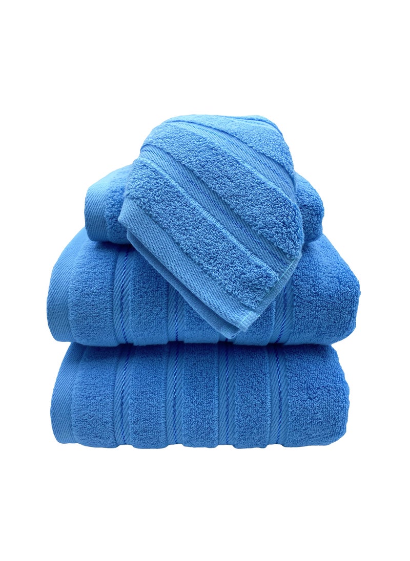 Luxury Bath Towel Set100% Cotton High Water Absorption Thickened Soft and Durable Hotel Bathroom Towels Sports Beach Spa Daily Household Size 2 (70 * 140cm) 2 (35 * 75cm) 2 (34 * 34cm) (Blue)