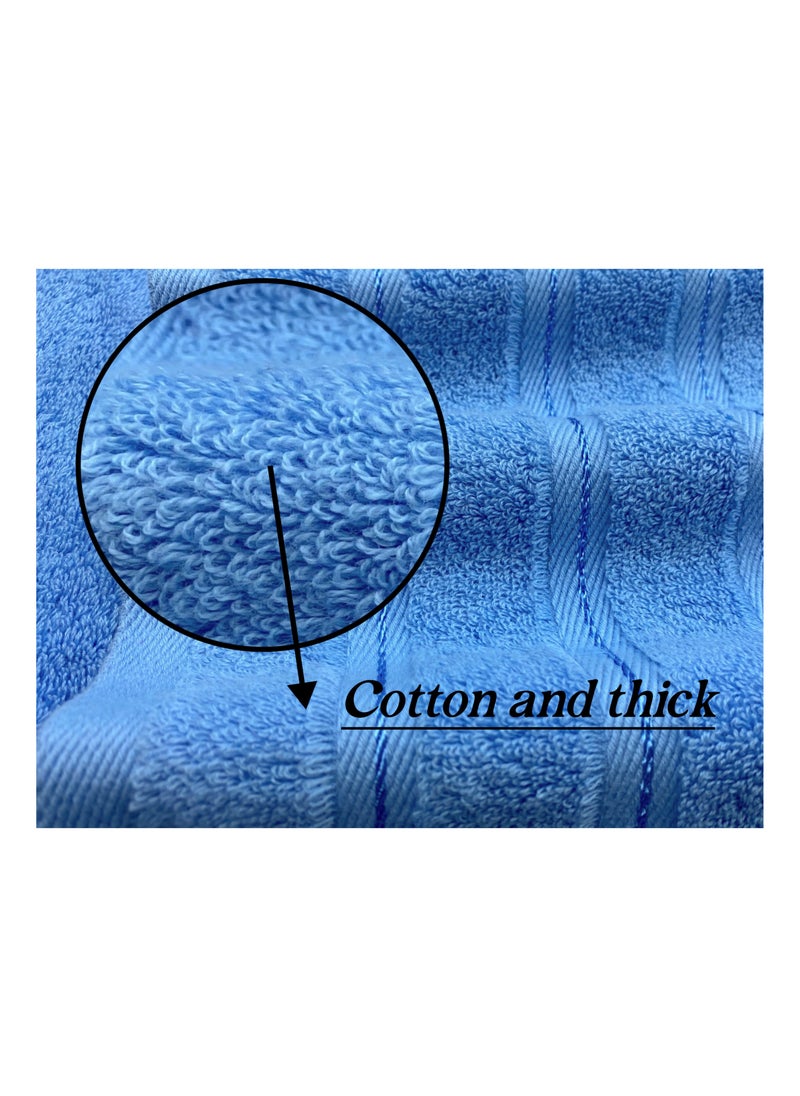 Luxury Bath Towel Set100% Cotton High Water Absorption Thickened Soft and Durable Hotel Bathroom Towels Sports Beach Spa Daily Household Size 2 (70 * 140cm) 2 (35 * 75cm) 2 (34 * 34cm) (Blue)