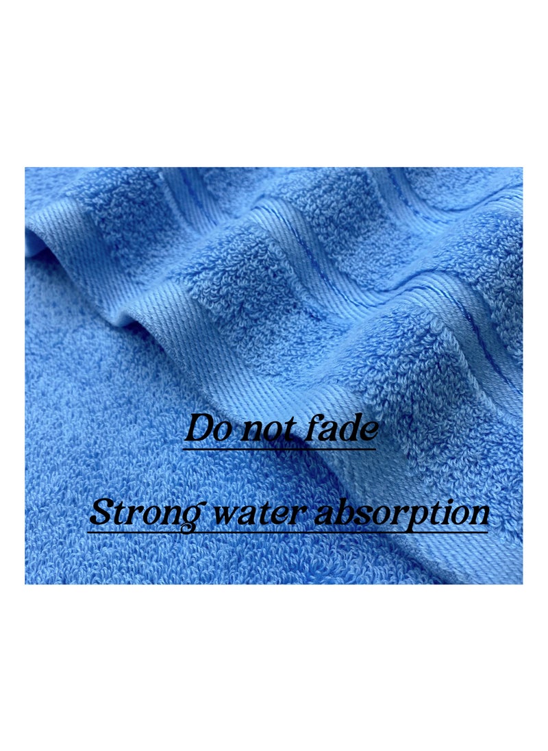 Luxury Bath Towel Set100% Cotton High Water Absorption Thickened Soft and Durable Hotel Bathroom Towels Sports Beach Spa Daily Household Size 2 (70 * 140cm) 2 (35 * 75cm) 2 (34 * 34cm) (Blue)