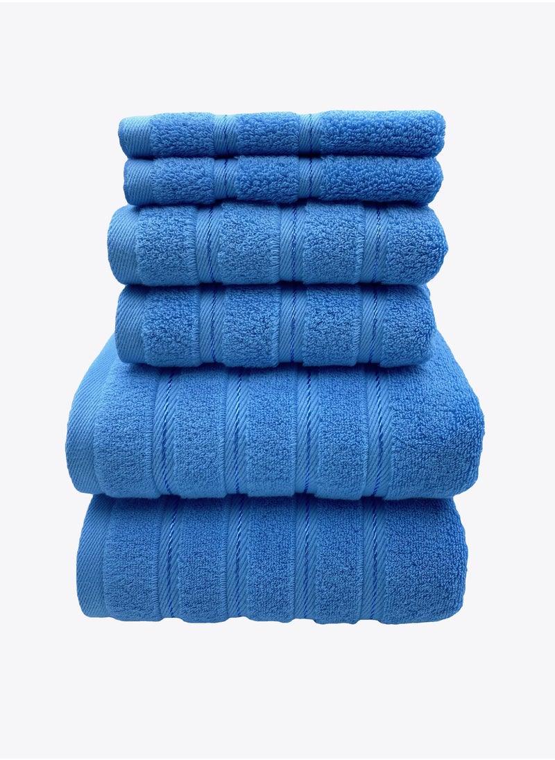 Luxury Bath Towel Set100% Cotton High Water Absorption Thickened Soft and Durable Hotel Bathroom Towels Sports Beach Spa Daily Household Size 2 (70 * 140cm) 2 (35 * 75cm) 2 (34 * 34cm) (Blue)