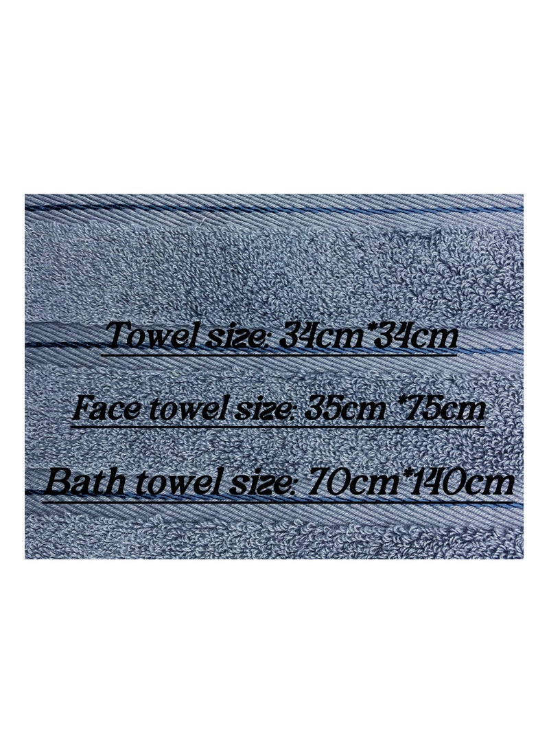 Luxury Bath Towel Set100% Cotton High Water Absorption Thickened Soft and Durable Hotel Bathroom Towels Sports Beach Spa Daily Household Size 2 (70 * 140cm) 2 (35 * 75cm) 2 (34 * 34cm) (Dark gray)