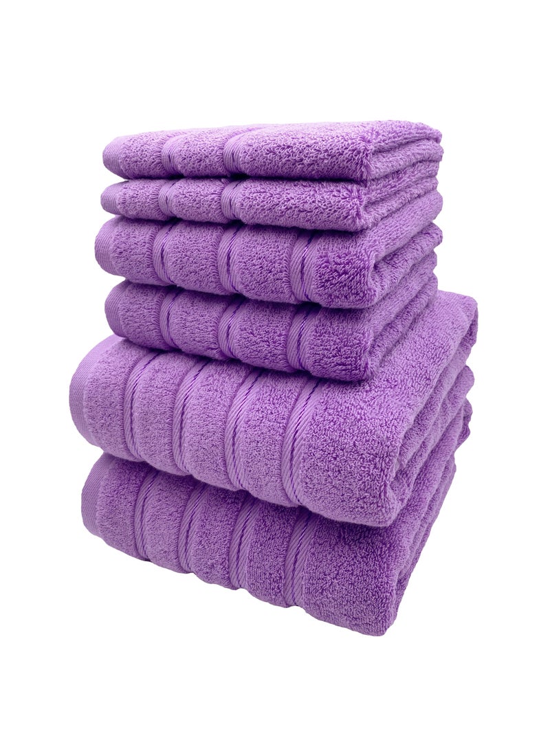 Luxury Bath Towel Set100% Cotton High Water Absorption Thickened Soft and Durable Hotel Bathroom Towels Sports Beach Spa Daily Household Size 2 (70 * 140cm) 2 (35 * 75cm) 2 (34 * 34cm) (Light purple)