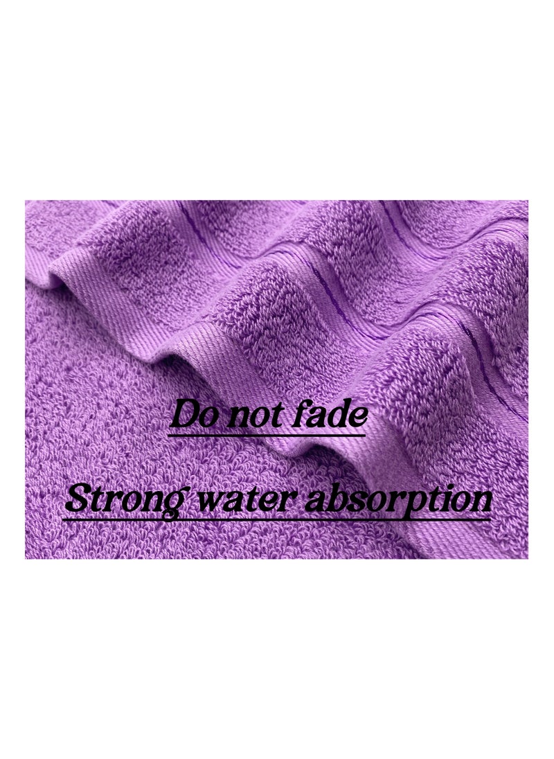 Luxury Bath Towel Set100% Cotton High Water Absorption Thickened Soft and Durable Hotel Bathroom Towels Sports Beach Spa Daily Household Size 2 (70 * 140cm) 2 (35 * 75cm) 2 (34 * 34cm) (Light purple)