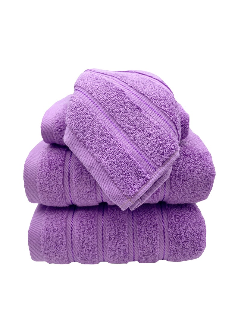 Luxury Bath Towel Set100% Cotton High Water Absorption Thickened Soft and Durable Hotel Bathroom Towels Sports Beach Spa Daily Household Size 2 (70 * 140cm) 2 (35 * 75cm) 2 (34 * 34cm) (Light purple)