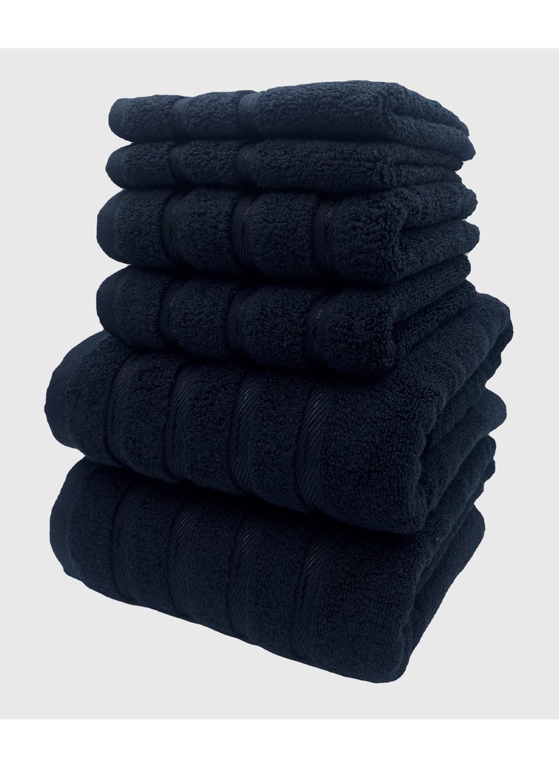 Luxury Bath Towel Set100% Cotton High Water Absorption Thickened Soft and Durable Hotel Bathroom Towels Sports Beach Spa Daily Household Size 2 (70 * 140cm) 2 (35 * 75cm) 2 (34 * 34cm) (Black)