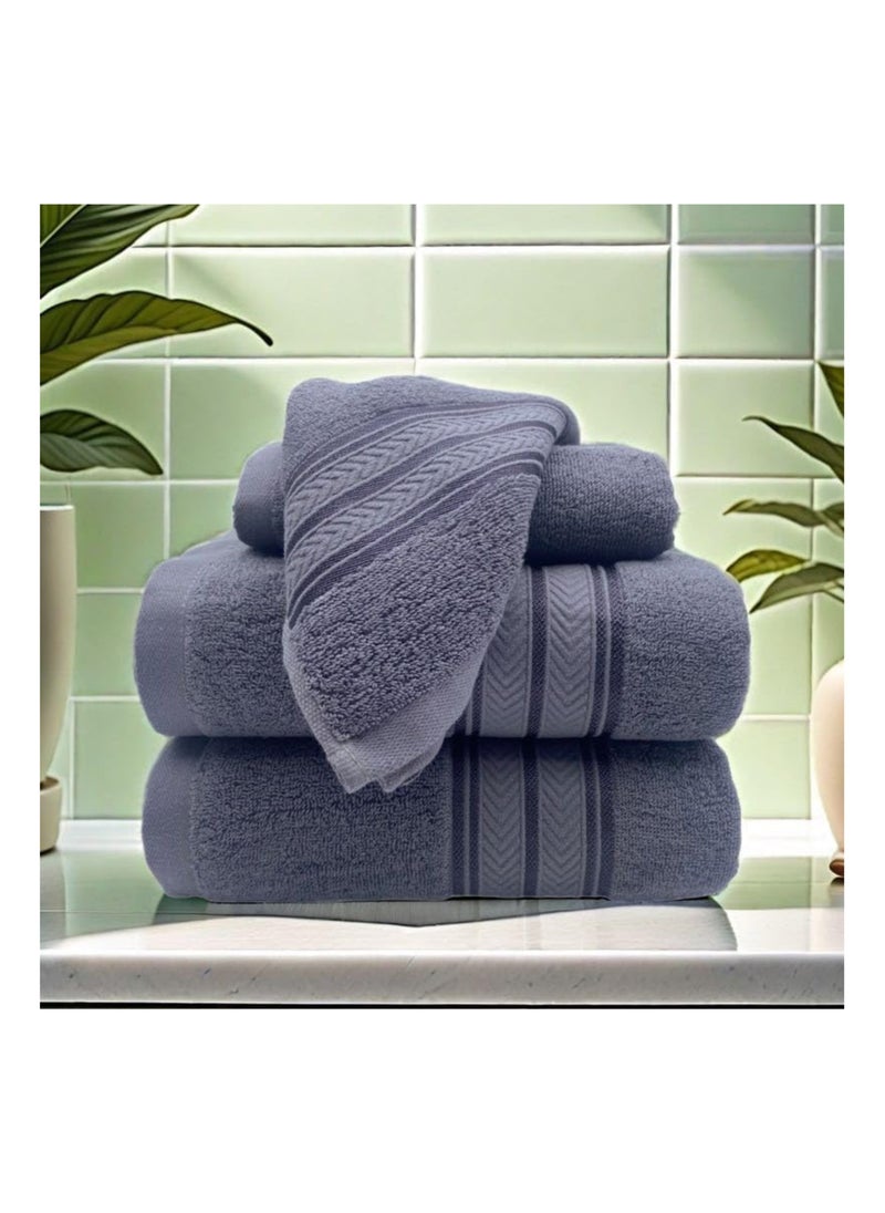 Soft Luxury Cotton Türkiye Bath Towel Set Size (70 * 140cm) High Water Absorption Quick Drying Daily Durable Hotel Bathroom Spa (Blue gray, 4 piece towel set)