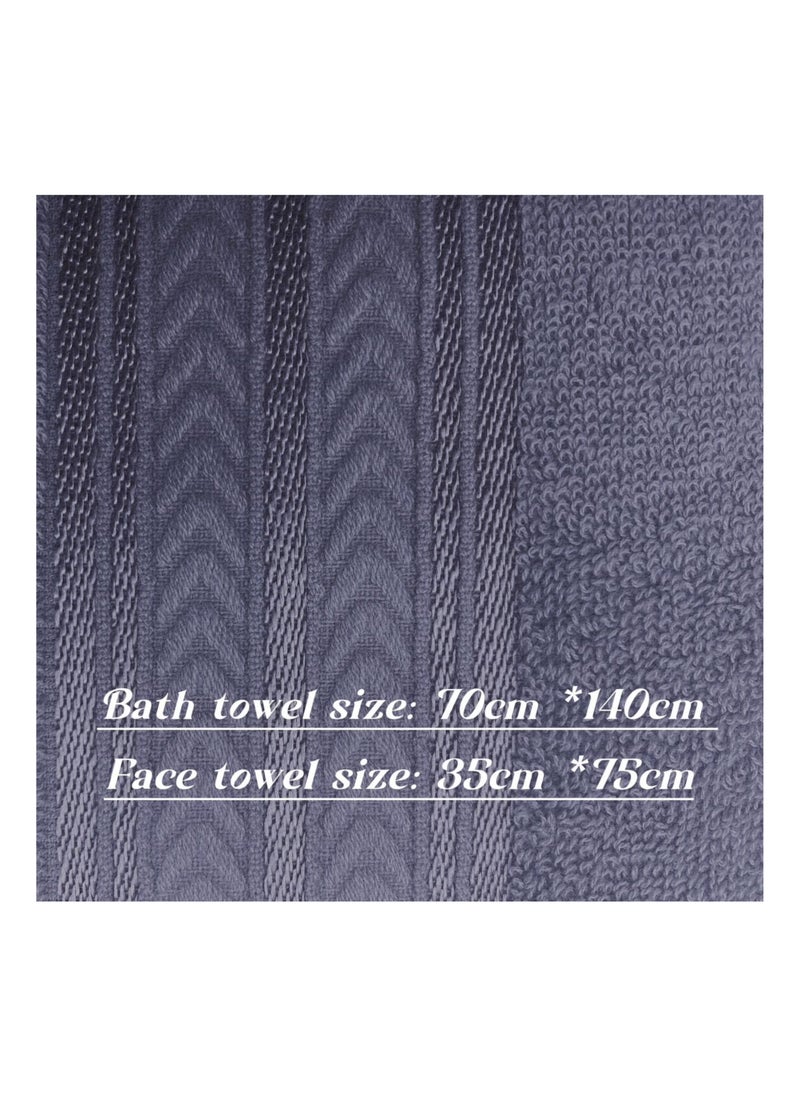 Soft Luxury Cotton Türkiye Bath Towel Set Size (70 * 140cm) High Water Absorption Quick Drying Daily Durable Hotel Bathroom Spa (Blue gray, 4 piece towel set)