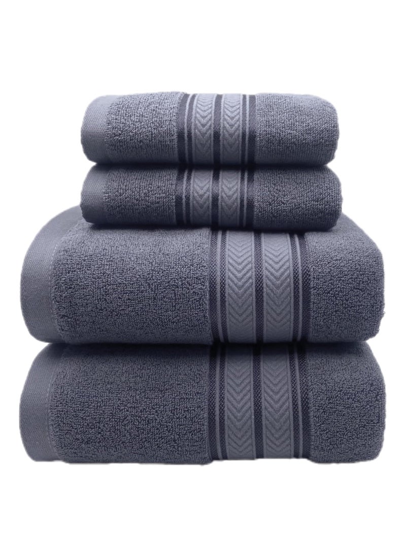 Soft Luxury Cotton Türkiye Bath Towel Set Size (70 * 140cm) High Water Absorption Quick Drying Daily Durable Hotel Bathroom Spa (Blue gray, 4 piece towel set)