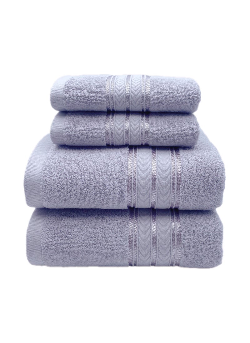 Soft 100% Luxury Cotton Türkiye Bath Towel Set Size (70 * 140cm) High Water Absorption Quick Drying Daily Durable Hotel Bathroom Spa (Light purple, 4 piece towel set)