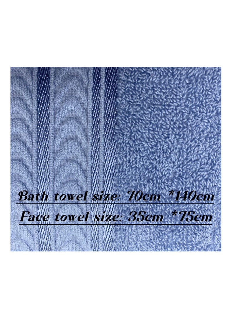 Soft 100% Luxury Cotton Türkiye Bath Towel Set Size (70 * 140cm) High Water Absorption Quick Drying Daily Durable Hotel Bathroom Spa (Purple blue, 4 piece towel set)