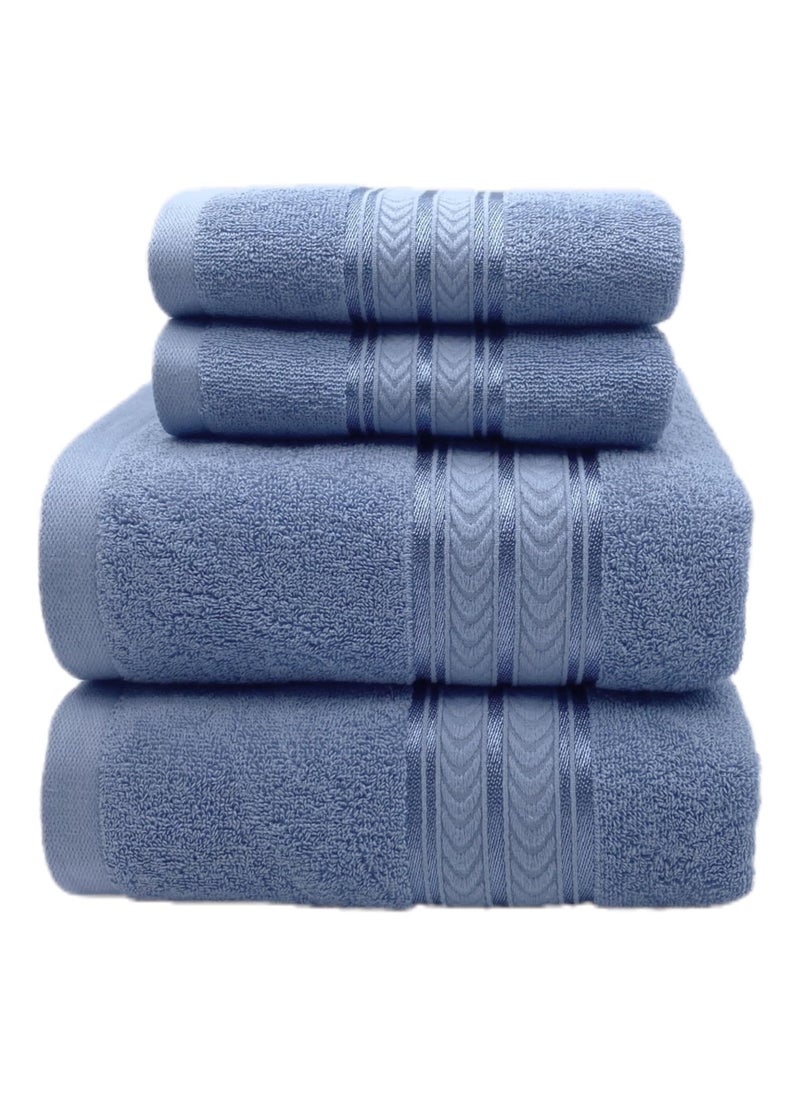 Soft 100% Luxury Cotton Türkiye Bath Towel Set Size (70 * 140cm) High Water Absorption Quick Drying Daily Durable Hotel Bathroom Spa (Purple blue, 4 piece towel set)