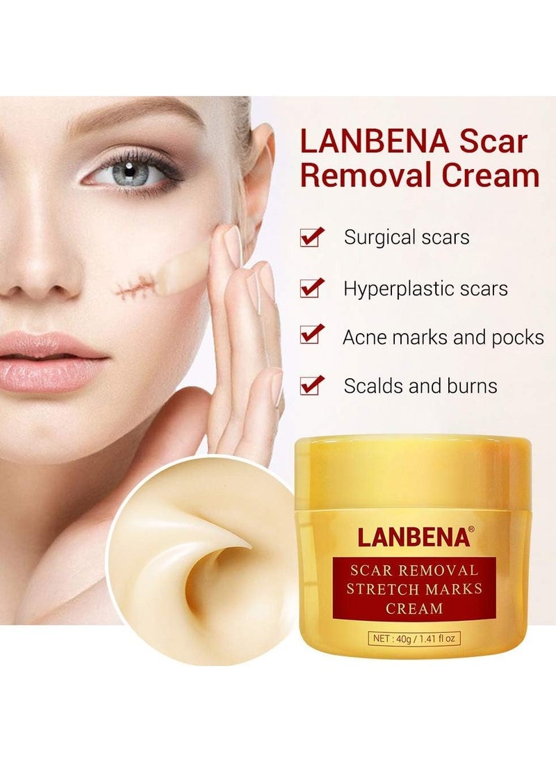 LANBENA Acne Scar Removal Cream Acne Repairing Scar Gel for Surgical Scars, Scars, Burns, Stretch Marks, Acne Spots, Fade Scar Melanin Acne Marks Pock Skin Care, Herbal Scar Cream Face Skin Repair