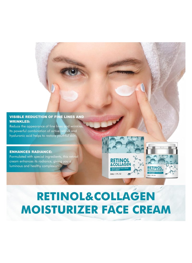 Retinol Face Cream Collagen Face Moisturizer Anti Aging Skin Tightening Cream Day and Night Face Cream Reduces Wrinkles Fine Lines Dryness