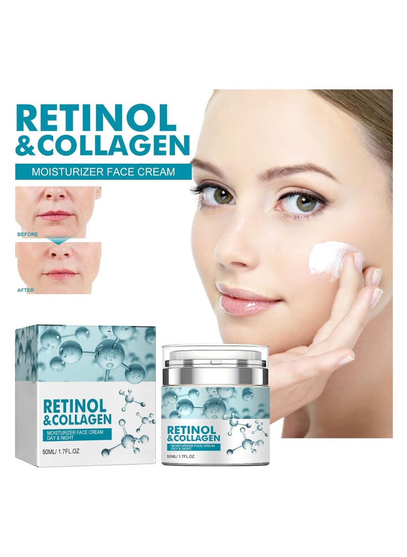 Retinol Face Cream Collagen Face Moisturizer Anti Aging Skin Tightening Cream Day and Night Face Cream Reduces Wrinkles Fine Lines Dryness