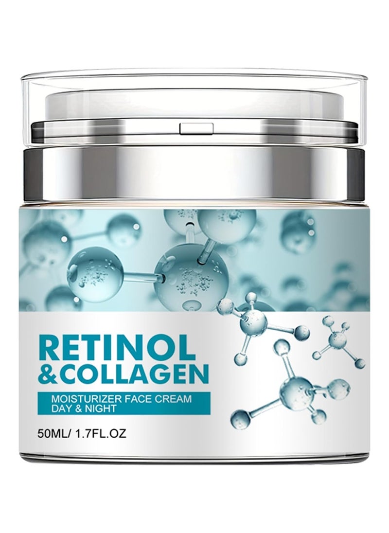 Retinol Face Cream Collagen Face Moisturizer Anti Aging Skin Tightening Cream Day and Night Face Cream Reduces Wrinkles Fine Lines Dryness