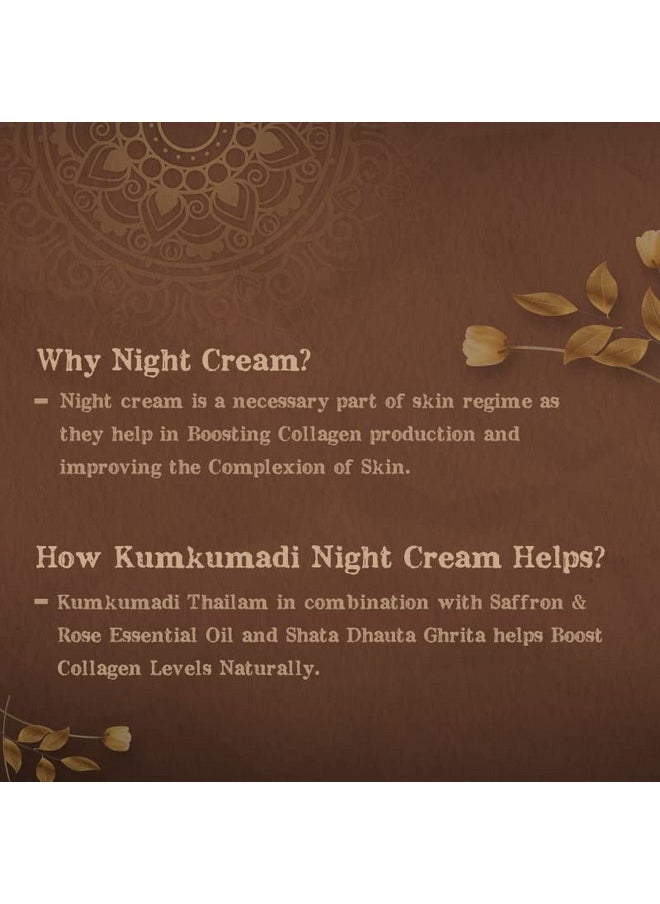 Kumkumadi Night Cream | For Women And Men | Made With Shata Dhauta Ghrita (100 Times Washed Ghee) & Kumkumadi Thailam | Handmade With Natural Ingredients | For Signs Of Aging, Dark Spots, Blemishes, Sun Damage | Moisturize & Nourish | For Healthy, Glowing, And Clear Skin | All Skin Types | No Artificial Color | No Artificial Fragrance | Sulphate, Paraben & Sls Free | 40 Gm / 1.41 Fl Oz