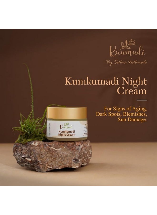 Kumkumadi Night Cream | For Women And Men | Made With Shata Dhauta Ghrita (100 Times Washed Ghee) & Kumkumadi Thailam | Handmade With Natural Ingredients | For Signs Of Aging, Dark Spots, Blemishes, Sun Damage | Moisturize & Nourish | For Healthy, Glowing, And Clear Skin | All Skin Types | No Artificial Color | No Artificial Fragrance | Sulphate, Paraben & Sls Free | 40 Gm / 1.41 Fl Oz