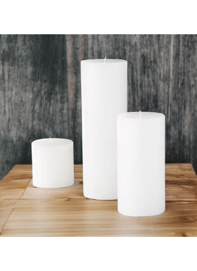 Set of 3 White Pillar Candles - 3x3, 3x6, 3x9 | Unscented & Dripless Candles for Decor, Events, Restaurants | Natural Wax with Cotton Wicks | 140+hrs Burn Time