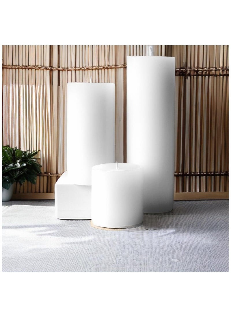 Set of 3 White Pillar Candles - 3x3, 3x6, 3x9 | Unscented & Dripless Candles for Decor, Events, Restaurants | Natural Wax with Cotton Wicks | 140+hrs Burn Time