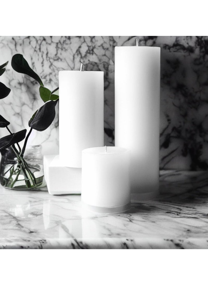 Set of 3 White Pillar Candles - 3x3, 3x6, 3x9 | Unscented & Dripless Candles for Decor, Events, Restaurants | Natural Wax with Cotton Wicks | 140+hrs Burn Time