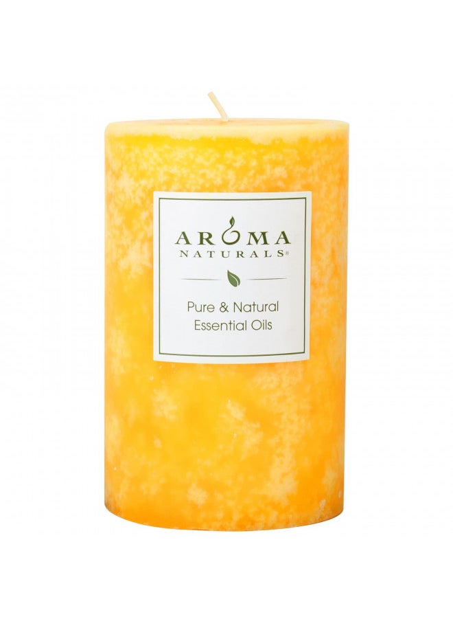 Aroma Naturals Lavender & Tangerine Essential Oil Scented Pillar Candle, Relaxing, 2.5 inch x 4 inch