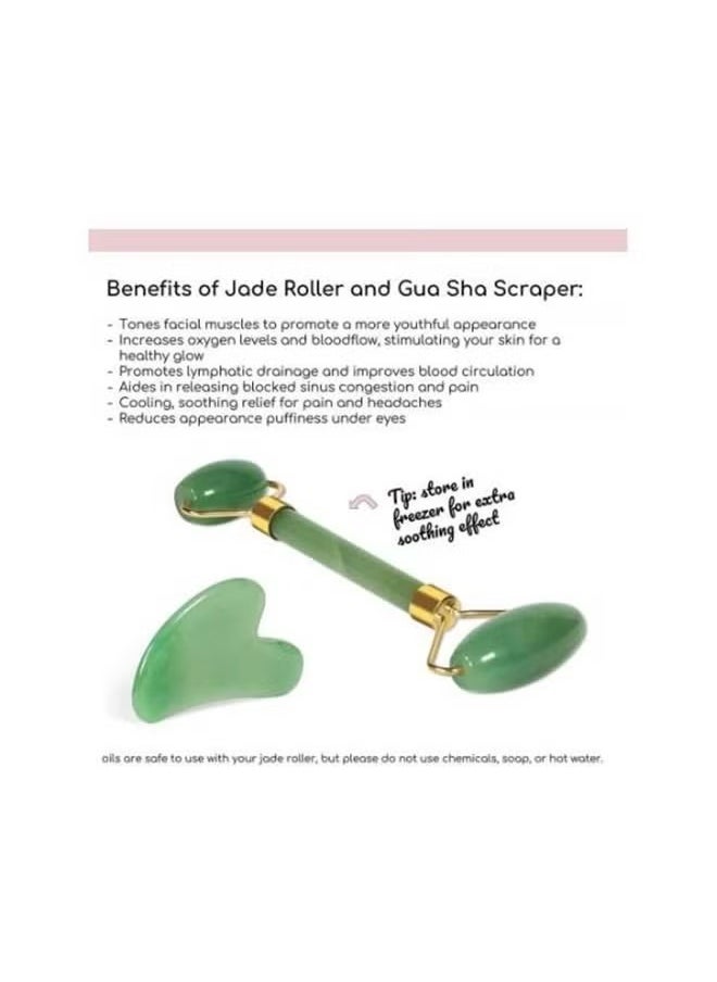 2 PCS Jade Roller Massager With Facial Tool Set Assorted