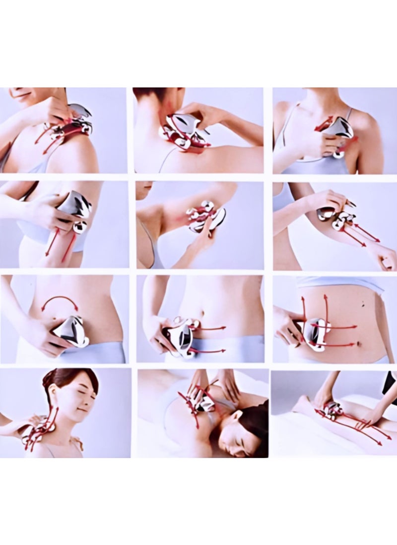 3D Roller Face Massager, Body Face Massager 4 Wheel Face Ball Platinum Micro Current for Accelerate Blood Circulation