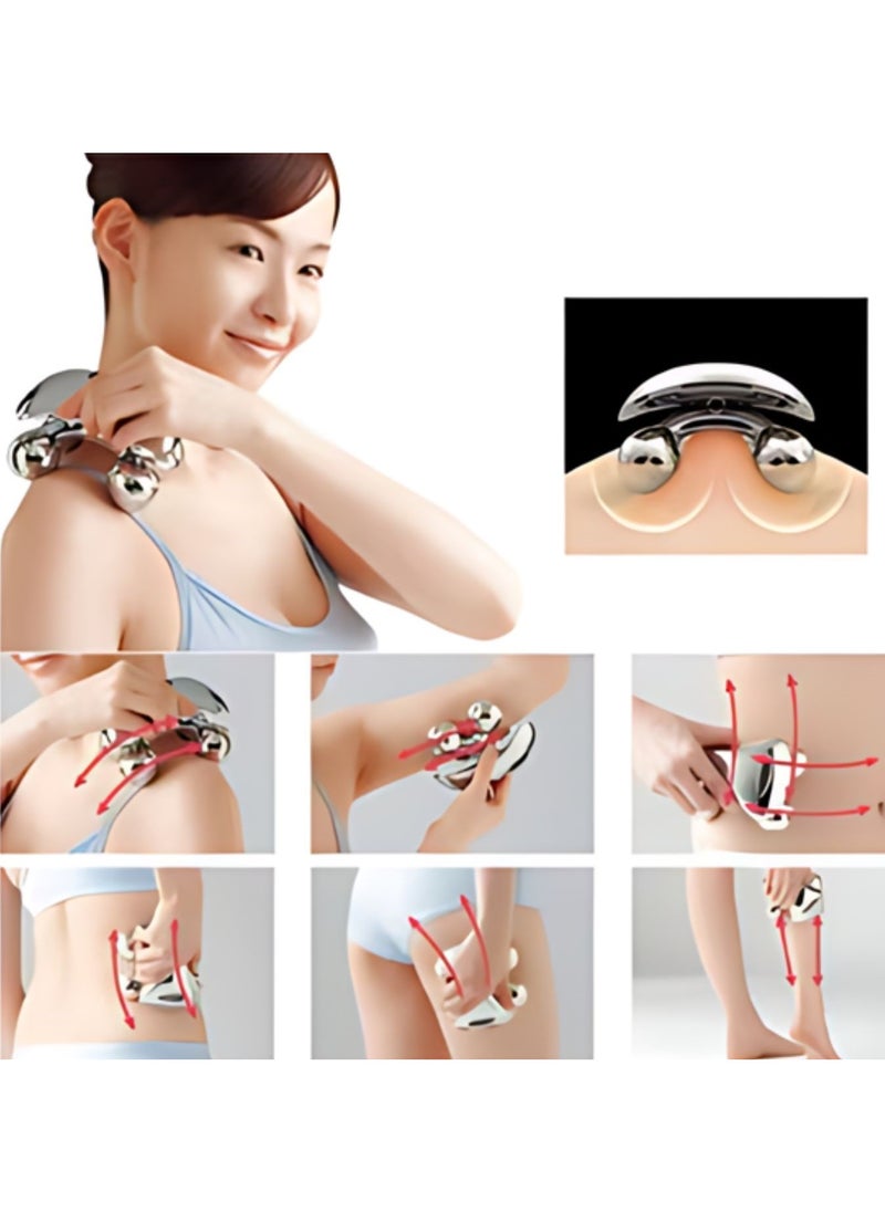 3D Roller Face Massager, Body Face Massager 4 Wheel Face Ball Platinum Micro Current for Accelerate Blood Circulation