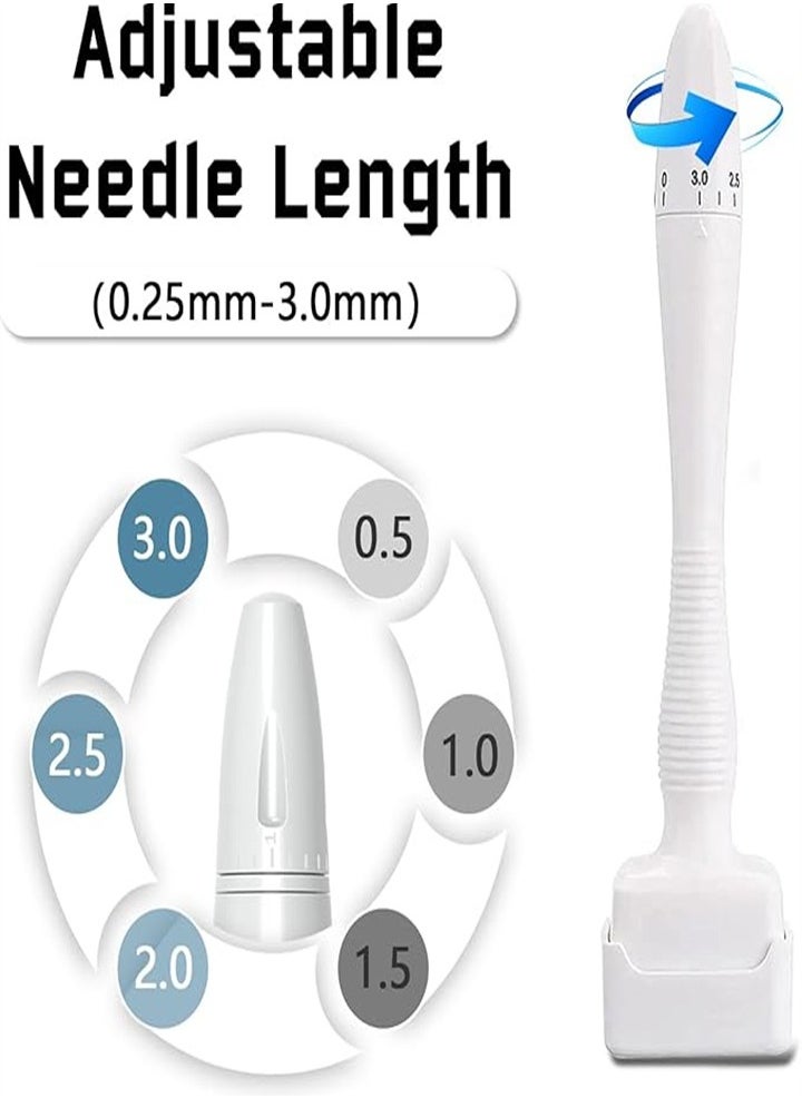 Adjustable Micro Needle Pen, 140 Real Micro Needles, Needle Length 0.25mm to 3.0mm for Hair, Beard Growth Roller Skin Care, Face Body Beauty Pen