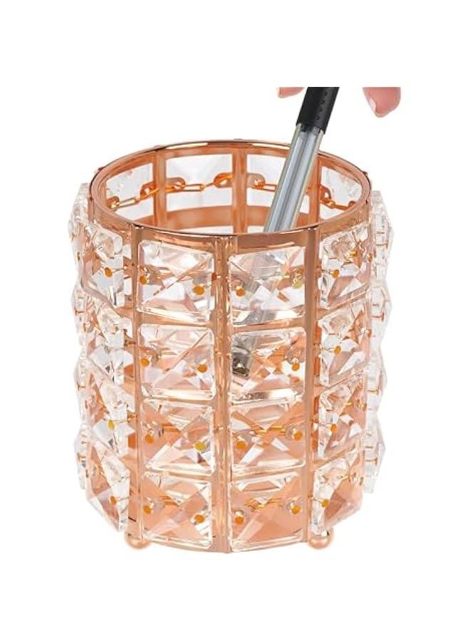 Crystal Cup Pen Holder, Multi Purpose Use Pen Holder, Pencil Pen Holder Desktop Organizers for Desk Office (Rose Gold)