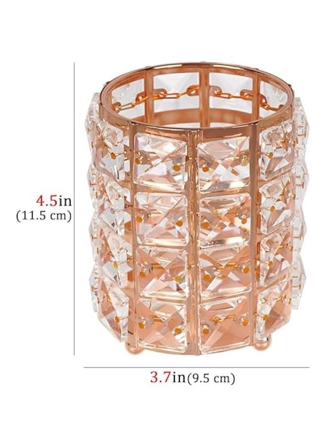 Crystal Cup Pen Holder, Multi Purpose Use Pen Holder, Pencil Pen Holder Desktop Organizers for Desk Office (Rose Gold)