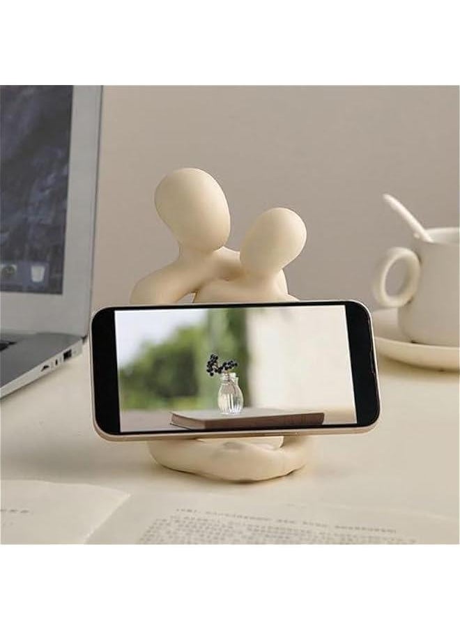 Romantic Couple Candle Holder Couple Cell Phone Holders Love Sculpture Resin Sculptures Couple Abstract Statue 's Day Gift Wedding Party Desktop Decoration Romantic Gift White