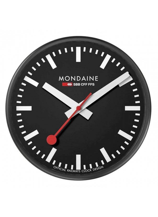 Mondaine - A990.Clock.64SBB Wall Clock - Black Dial Black Frame - Wall Clocks - Made in Switzerland