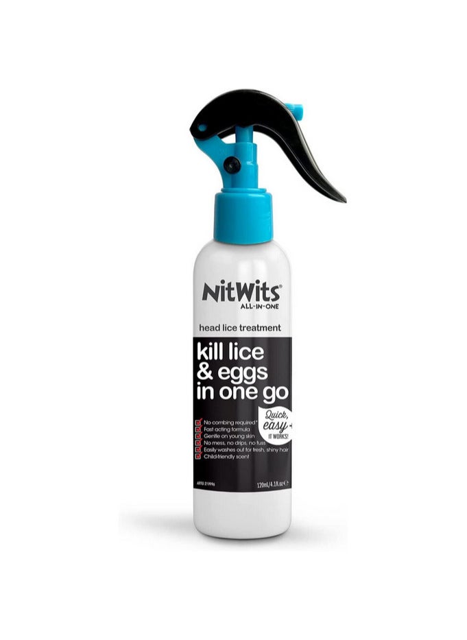 NitWits All-In-One Head Lice Treatment Spray 120ml With Comb