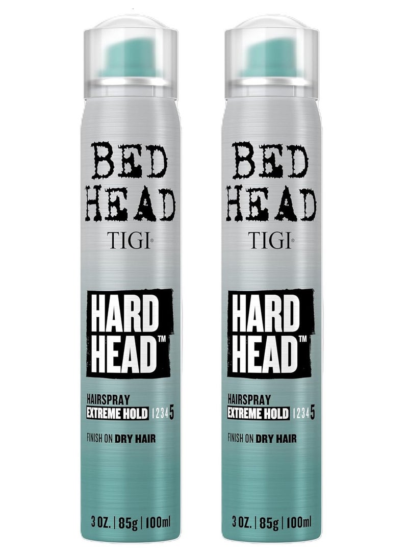 Hard Head Mini Travel Hairspray Extra Hold Hair Care Spray for All Hair Types, 100ml (Pack of 2)