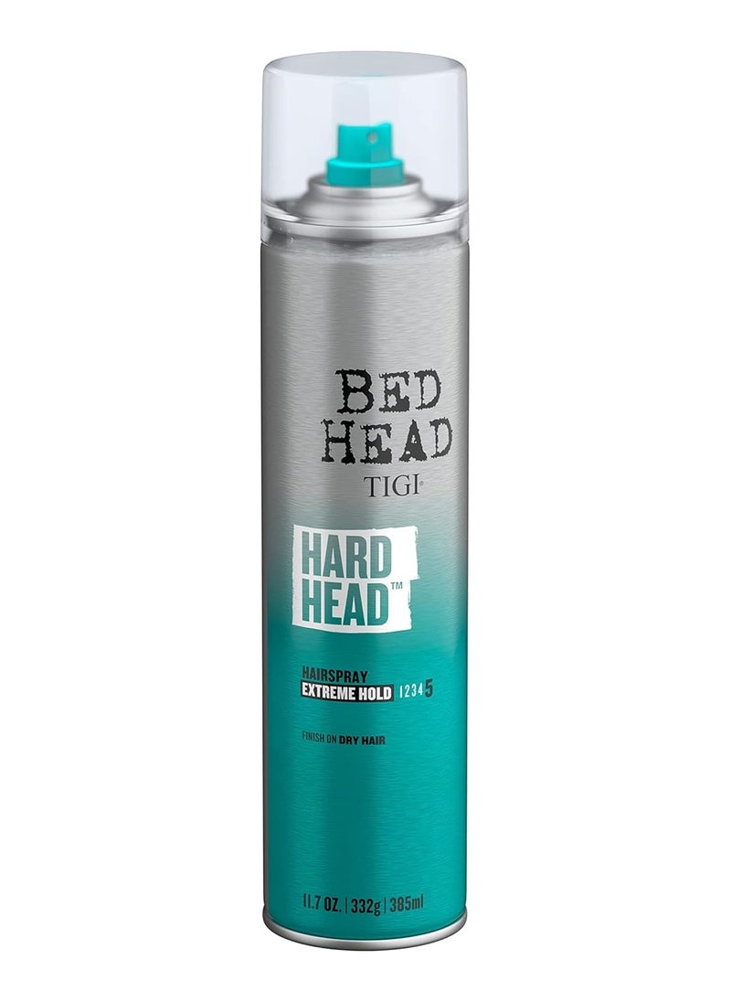 Hard Head Hairspray for Extra Strong Hold - For All Hair Types - With Instant Dry & Natural Shine - Use on Dry Hair - Premium Hair Care Products for Women & Men - 385ml (2 Pack)