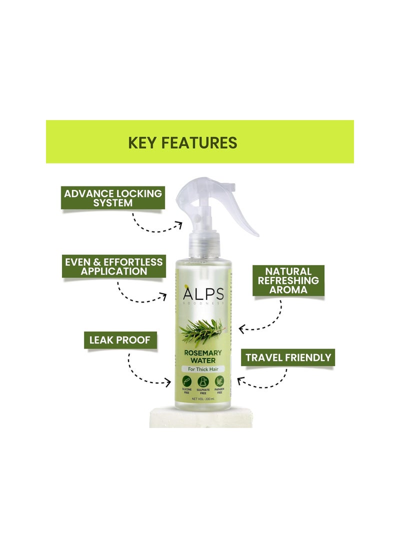 Alps Goodness Rosemary Water Spray For Hair Growth Twin Pack (200 ml x 2) | Hair Spray for Regrowth | Rosemary Hair Mist | Adds Shine | Helps Reduce Hairfall | Strengthens Hair | For All Hair Types