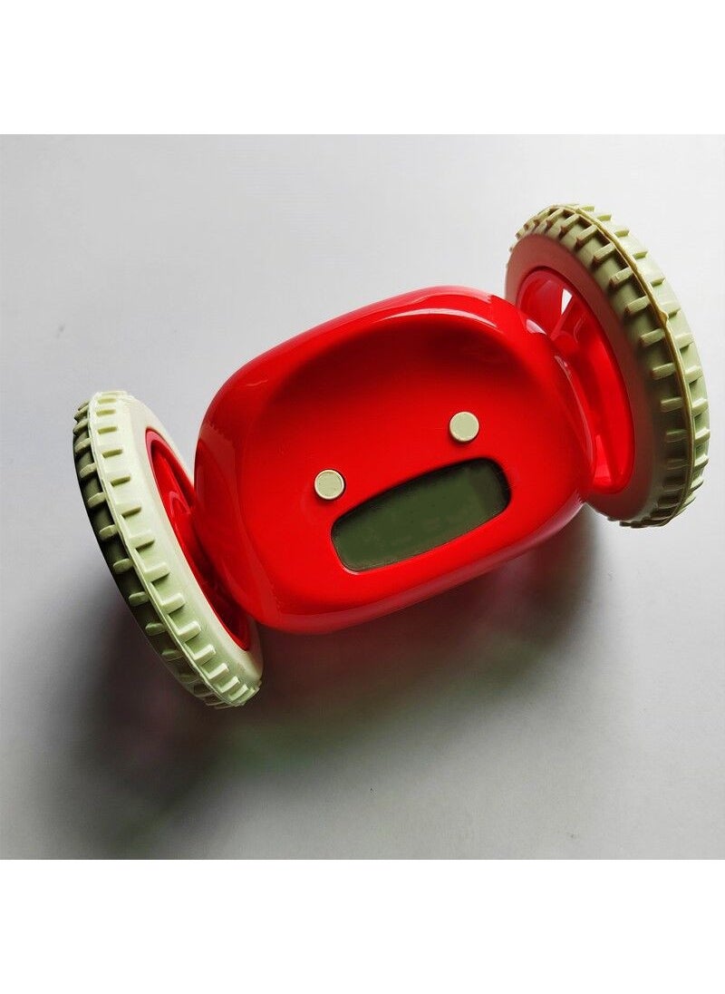 Running alarm clock student hiding wheel novelty lazy running clock wholesale gift creative electronic small alarm clock Red